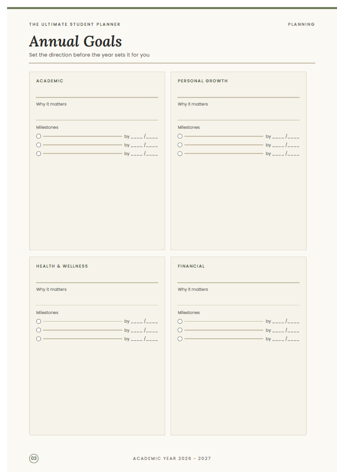 Student Planner 2026–2027 — Digital PDF | Instant Download