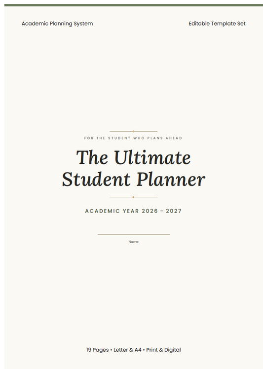 Student Planner 2026–2027 — Digital PDF | Instant Download