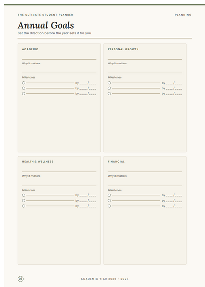 Student Planner 2026–2027 — Digital PDF | Instant Download