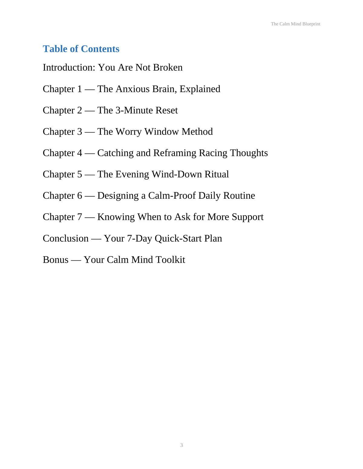 The Calm Mind Blueprint — Stop Anxiety & Racing Thoughts in Minutes